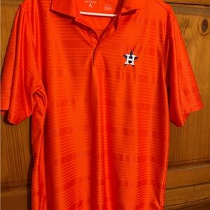 Antigua Houston Astros Men's Bright Orange Polo with Team H Logo